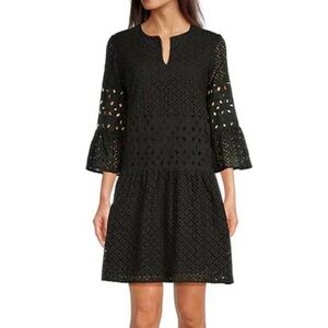 Tyler bow isla black eyelet dress 3/4 sleeves tiered